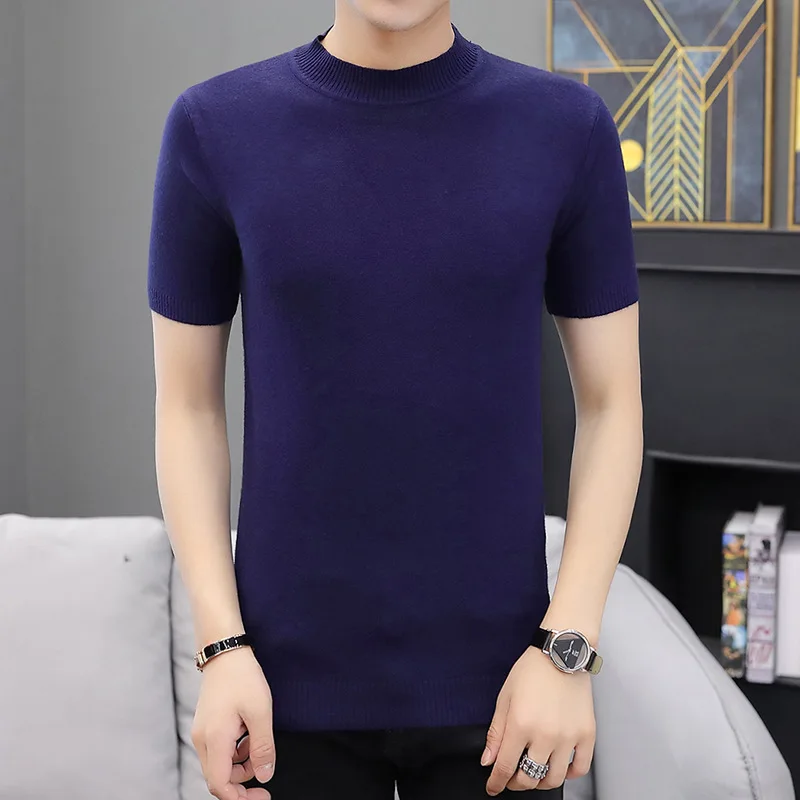 

Short Sleeve Sweater O Neck Bottoming Knitting Sweater Thin Section Sweater Thin Wool Casual Sweaters