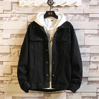 

MEN'S Denim Jacket Elasticity Breasted Jeans Coat Korean-style Slim Models Cowboy Coat Fashion Mens Lapel Jean Jacket