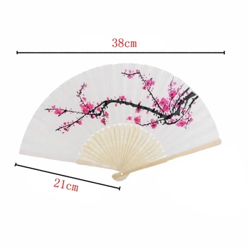 

10 Pcs Cherry Blossom Design Silk Cloth Folding Hand Fan Wedding Favors Gifts