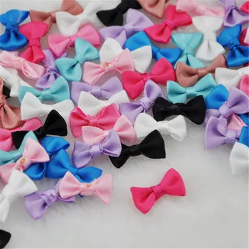 

100pcs Small Satin Ribbon Bows Flower Appliques sew Craft Kid's cloth Lots A128