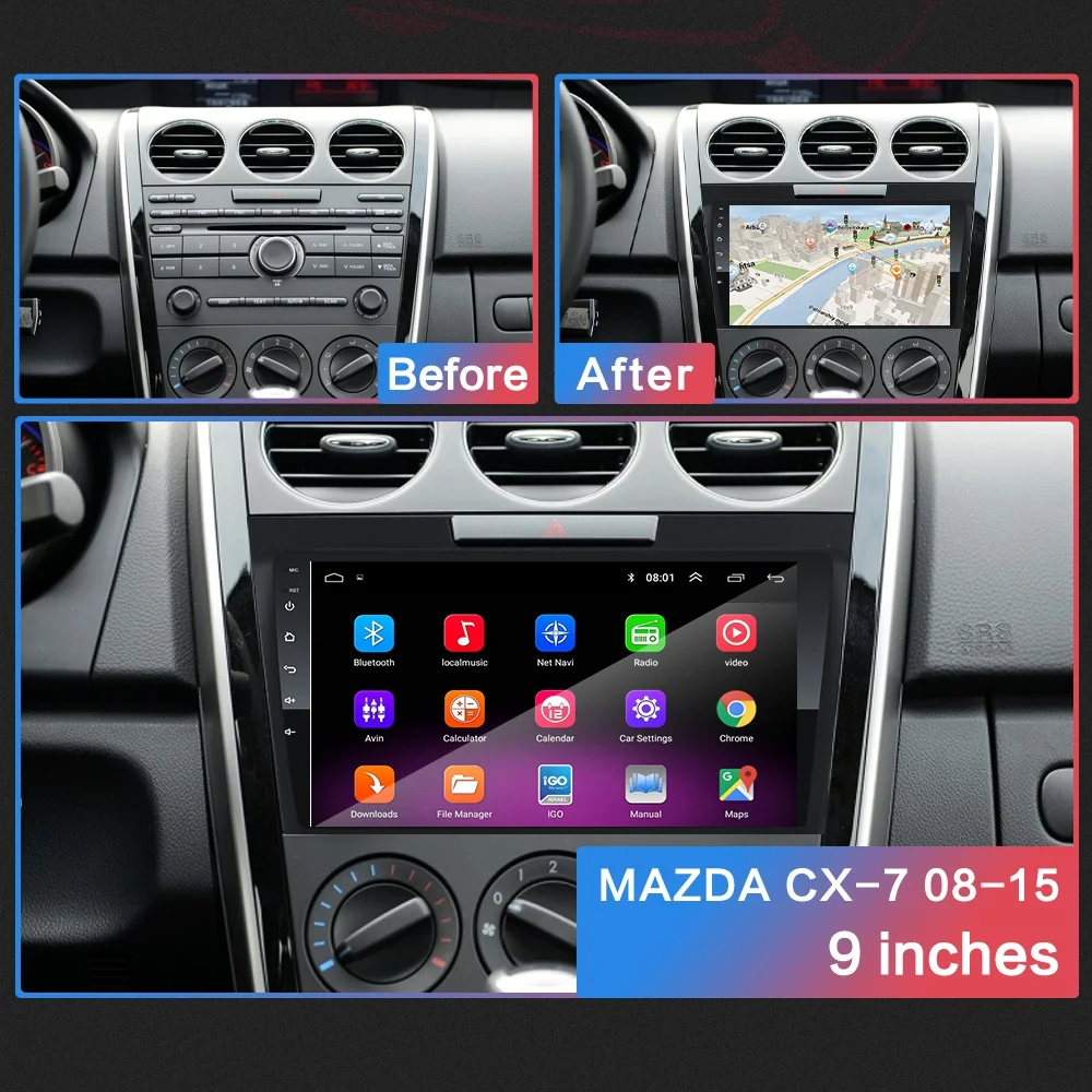 2G+ 32G " 2din Android 8,1 GO автомобильный dvd-плеер для MAZDA CX-7 CX7 CX 7 2008 2009- автомобильный Радио gps навигация wifi BT плеер