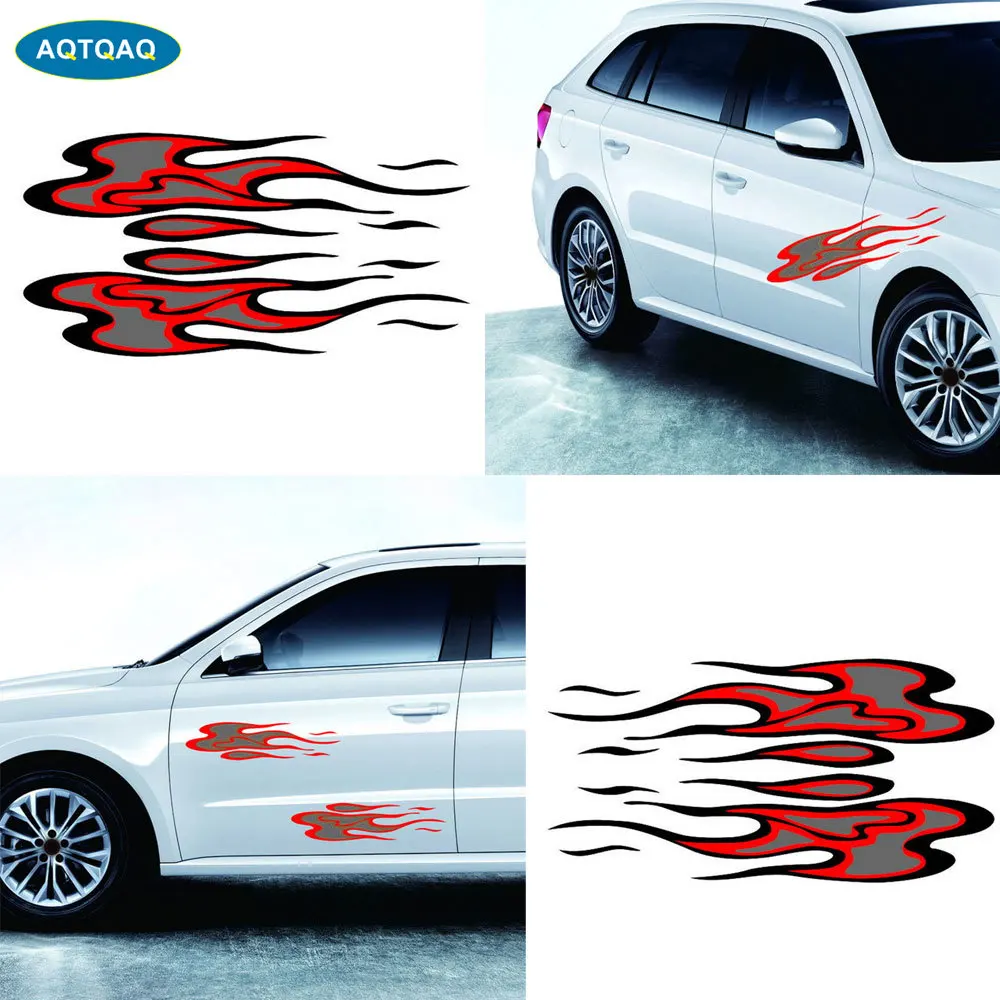 

1Pair Flame Decals, Simulation Red Flame Sticker Fits for All Car Motorcycle Decor, Length*Width 60*15cm