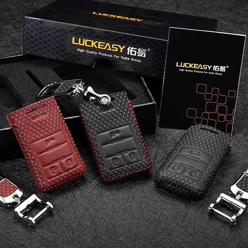 Luckeasy кожаный чехол для ключей Cadillac XTS ATSL SLS CTS XTS SRX 2013 3 кнопки дистанционного управления чехол G3