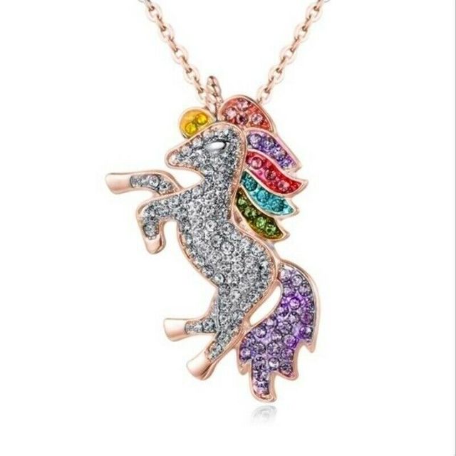 Crystal Unicorn Rings Necklace Bracelet Earrings Jewelry Set Cute Cartoon Rainbow Horse Accessories For Women Jewelry