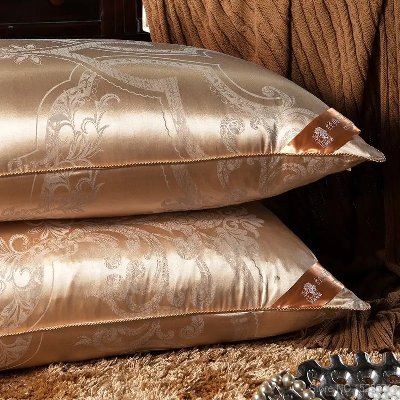 Шелк тутового постельное белье Подушка/роскошное розовое золото натуральная голова спальные подушки наполнитель материал Европейский Стиль