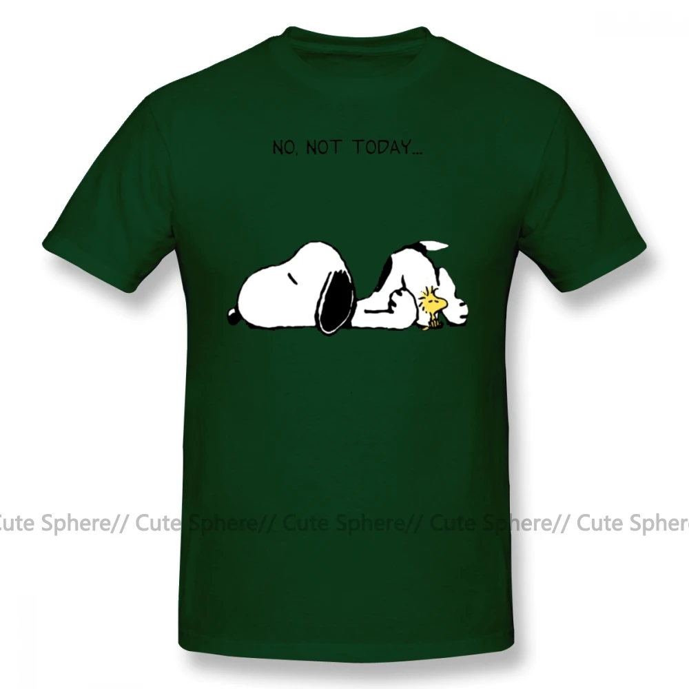 Футболка Peanuts, футболка No Not Today, Мужская большая футболка, Повседневная забавная футболка с коротким рукавом, 100 хлопок, графическая футболка - Цвет: Dark Green