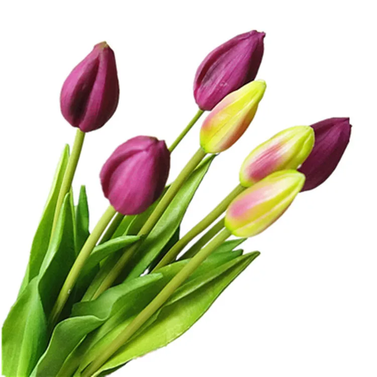 

Model Soft Silcone Tulip 7 Head Shouzha Bouquet Model Solid Flower Home Decoration Placed Flower