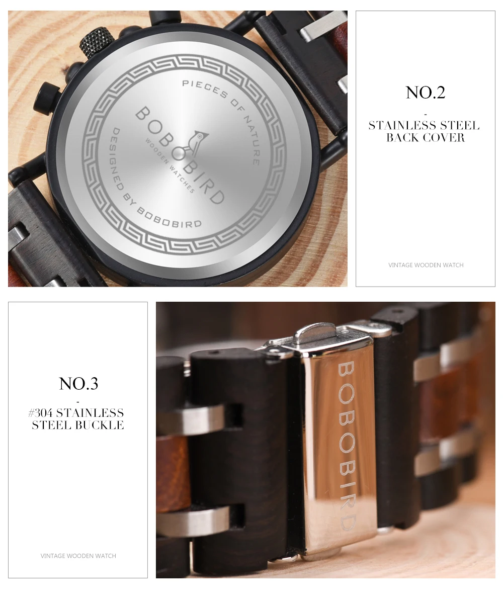 Бобо птица персонализированные деревянные часы для мужчин Relogio Masculino лучший бренд класса люкс Хронограф Военная Униформа часы юбилей подарок для Него