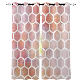 

Geometric Hexagonal Marble Printed Window Curtains Living Room Bedroom Curtains Polyester Cloth Home Decor