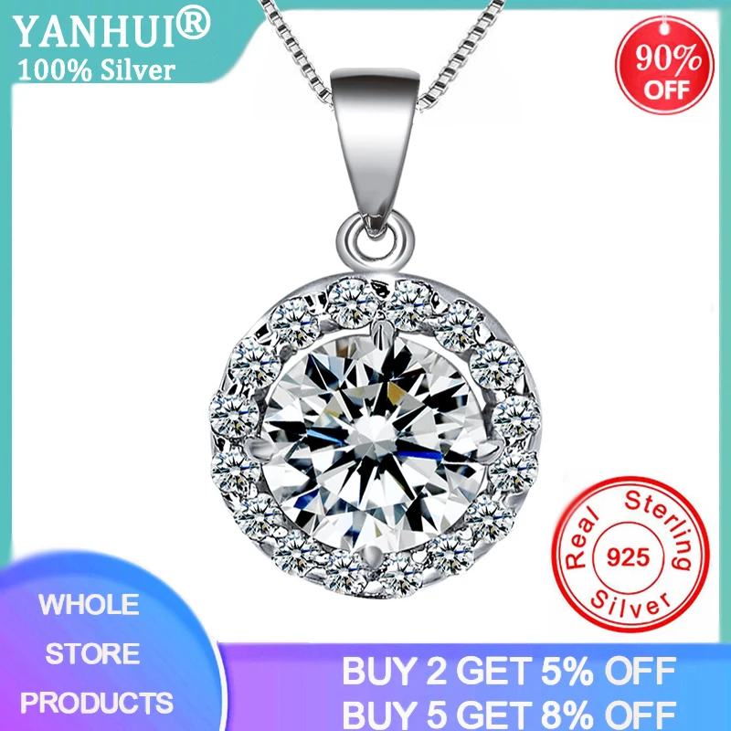 Топ 2ct лаборатории ожерелье с круглой подвеской 925 Серебряное колье для женщин