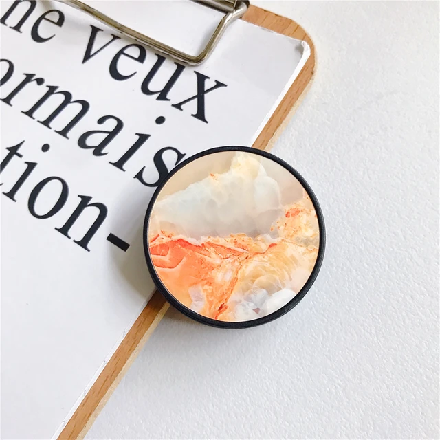 Glossy Popular Marble Expanding Phone Stand Grip Finger Rring Support Anti-Fall Round Foldable Mobile Phone Holder for iPhone 11 Y15
