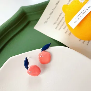

2020 Handmade Fashion Fruit Flower Cute Cartoon Red Stud Earrings For Women Girl Creative Colorful Trendy Earrings Gift