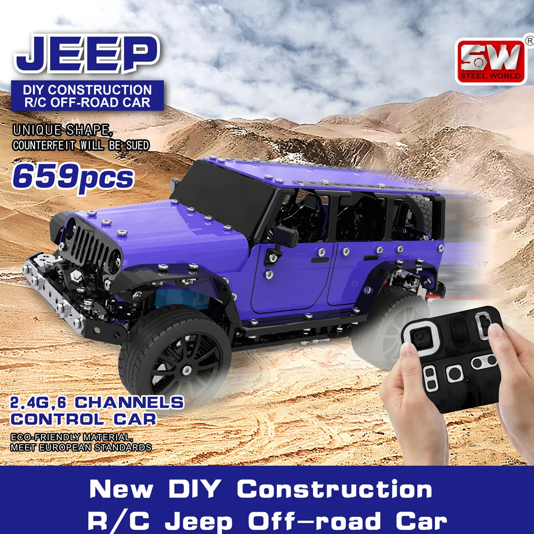 

659Pcs 1:16 Stainless Steel RC Off-road Vehicle Building Block DIY Small Particle Construction Model Toy
