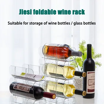 

Plastic Free-Standing Wine Rack Stackable Water Bottle Storage Organizer for Kitchen Countertops Table Top Pantry Fridge HYD88