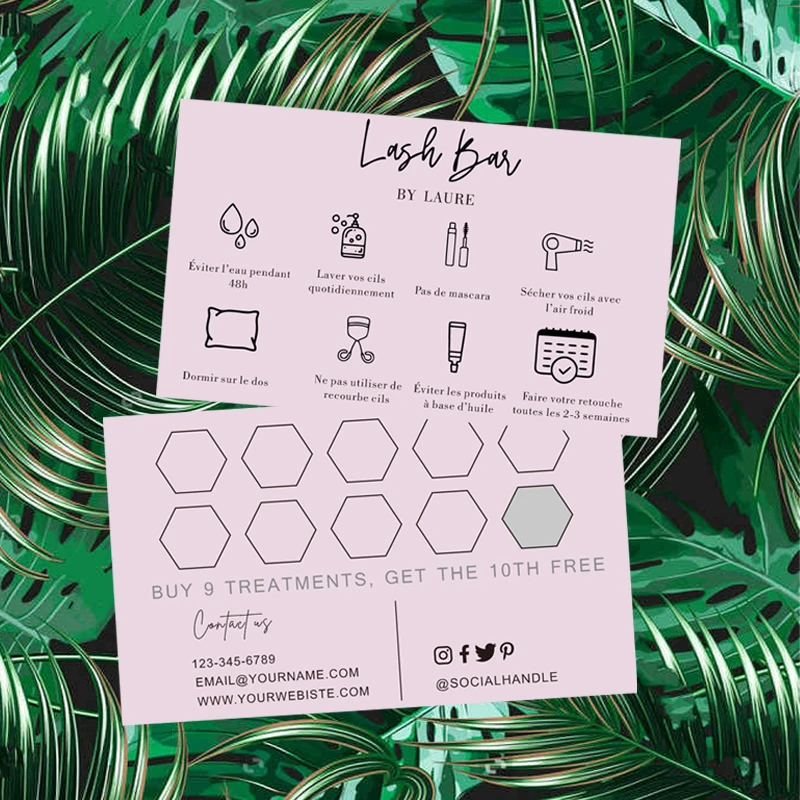 Carddsgn Custom Eyelashes Care Card DIY Lash Extensions Aftercare Cards Lashes Guide Pink Watercolor | Канцтовары для офиса и