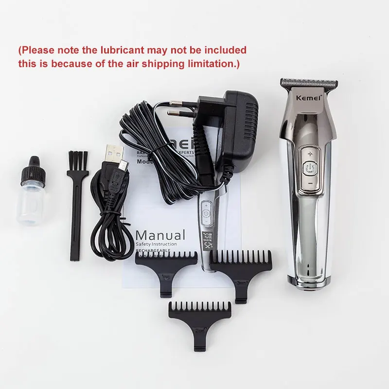 Профессиональная машинка для стрижки волос Kemei с ЖК-дисплеем, триммер для бороды и бороды для парикмахерских мужчин, машинка для стрижки волос