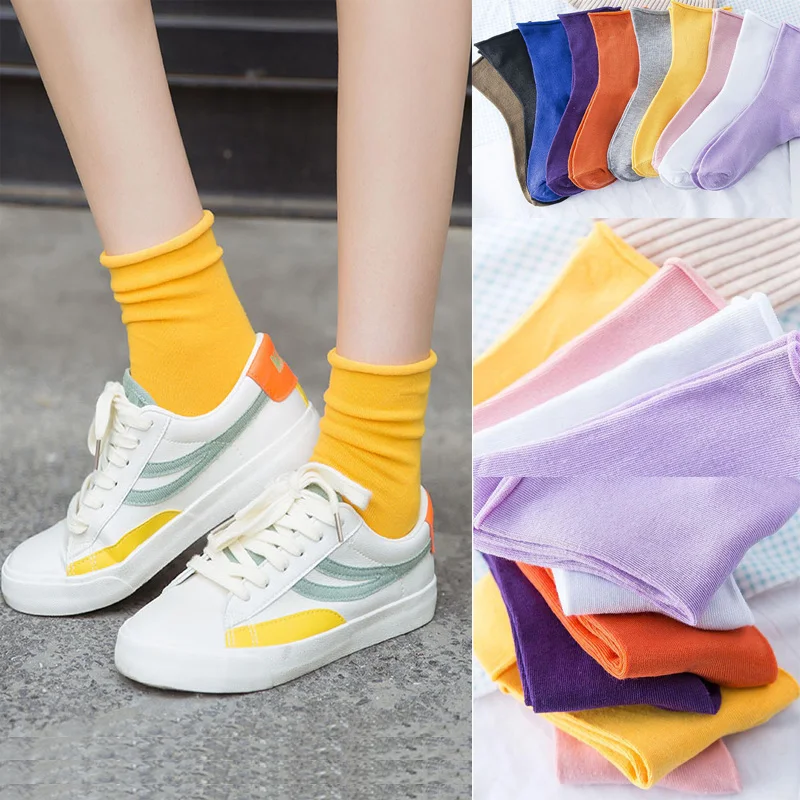 Женские носки Харадзюку, 5 пара/лот, Модные свободные носки, корейские, японские, хлопковые, рождественские, желтые, женские, Calcetines 15