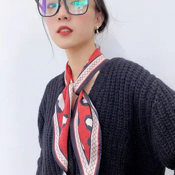 

Chiffon Heart Thin Small Silk Women's Scarf Neckerchief hair band Print Handle Bag Wear Ribbon 2020