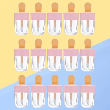 

15pcs Lip Gloss Tube Ice Cream Shape Empty Transparent Refillable Lip Gloss Sample Bottle Container