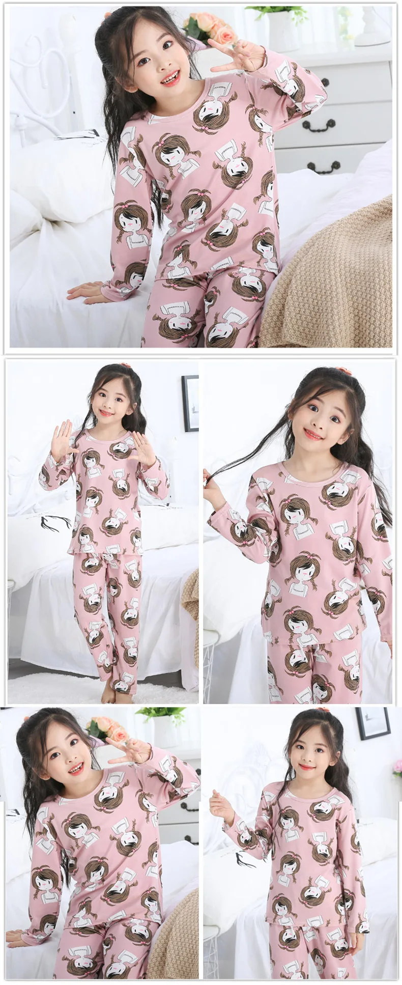 Весенне-осенний пижамный комплект с длинными рукавами для мальчиков и девочек с изображением Микки Мауса, детская одежда для сна Домашняя одежда с рисунком Минни ночные рубашки