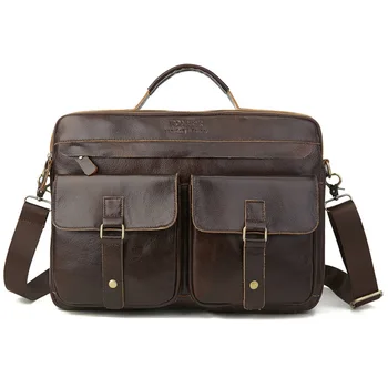 

FONMOR Cowhide Briefcases Men Big Totes Genuine Leather Handbag Zipper Male Business Hasp Pocket Soft Handle Bags