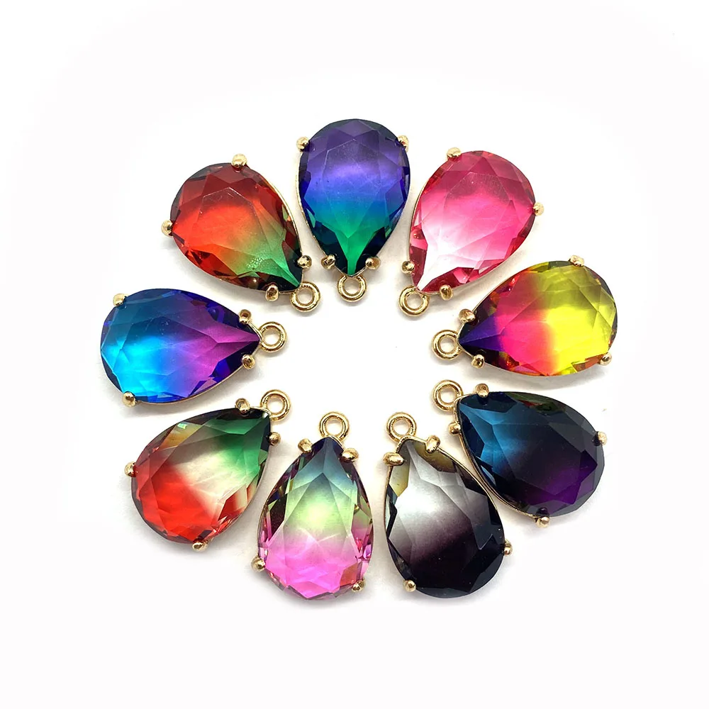

Natural Stone Crystal Pendant Drop-shaped Color Gradient Bulk DIY Jewelry Making Ladies Girl Accessories Earrings Necklace 6pcs