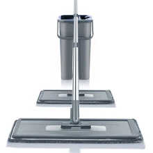 Juego de cubo de mopa plana para pisos sistema de limpieza de fregona en seco y húmedo, Flexible, para azulejos laminados de madera dura, Manos libres, 360