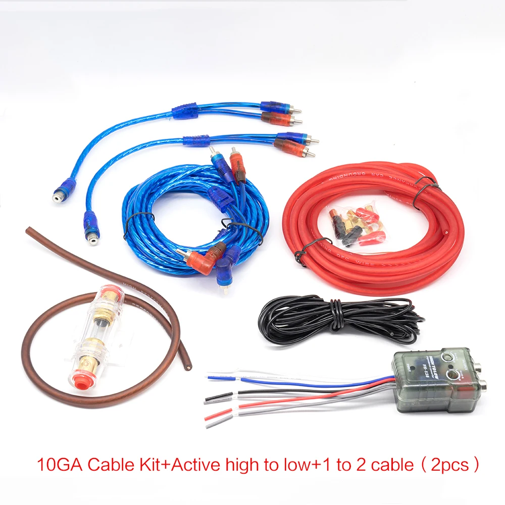 10GA Автомобильный усилитель сабвуфера кабель питания аудио динамик провод RCA Комплект проводов усилитель монтажный комплект 60A предохранитель высокий до низкий набор - Цвет: 10GA FH-128 CABLE