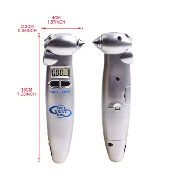 

OOTDTY 4 In 1 Digital Tire Pressure Gauge 0-100PSI LED Display With Flashlight Hammer Dropshippping 63HF