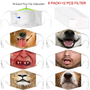 

6 Pack ustproof Windproof Haze Mask With 12PC Mask Gasket Face Mask Filter Fashion 3D Cute Breathable Warm Masks 2020 #0