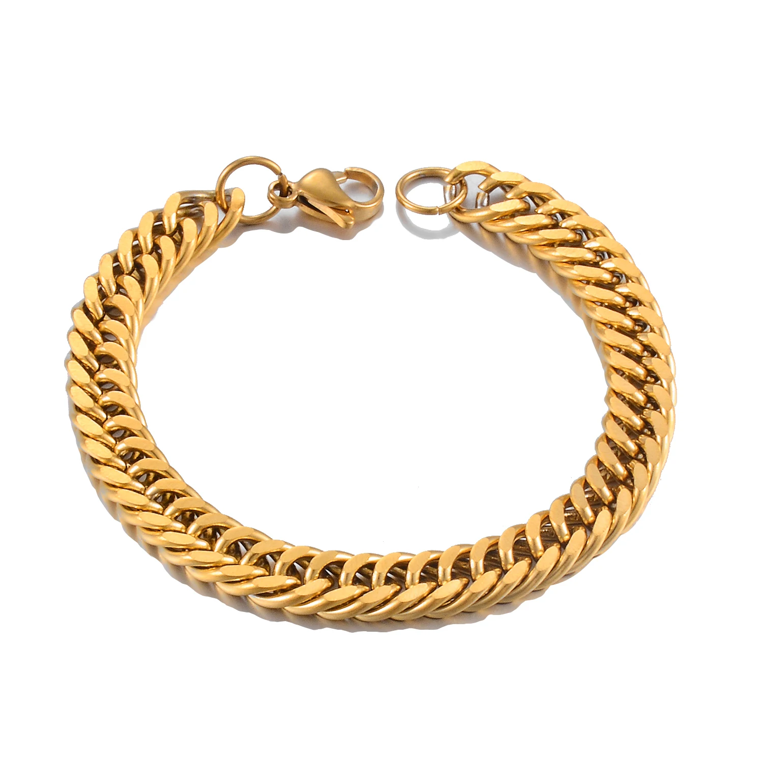 Silver Bracelet Chain Bracelet Stainless Steel Bracelets Stainless Steel Jewelry Stainless Steel Chain Punk Silver Color Fashion Cuban Bracelets on Hand Men's And Women's Hip Hop Jewelry Gift