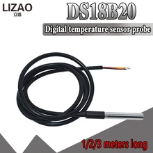 1 м 2 м 3 м DS18B20 посылка из нержавеющей стали водонепроницаемый DS1820 датчик температуры 18B20 для Arduino
