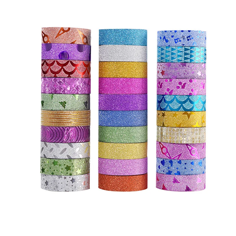 10 pezzi Glitter Washi Tape cancelleria Scrapbooking nastri adesivi  decorativi nastro adesivo colorato fai da te materiale scolastico Papeleria  - AliExpress