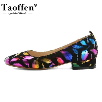 

Taoffen Women Pumps Round Head Shoes Low Heels Shoes Fashion Shoes Slip On Casual Shoes Party Office Lady Shoes Size 32-48