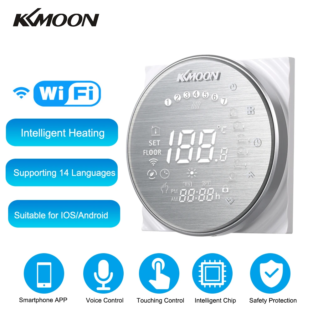 

KKmoon Thermostats Digital Water Heating Thermostat WiFi Connection Voice Control Touch screen house Room Temperature Controller