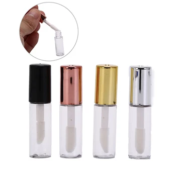

10 Pieces 1.2ML Empty Transparent PE Lip Gloss Tubes Plastic Lip Balm Tube Lipstick Mini Sample Cosmetic Container With Gold Cap
