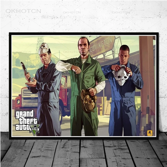 Grand Theft Auto Gta V 5 Painting  Grand Theft Auto Gta V Poster - V Game  Art Poster - Aliexpress