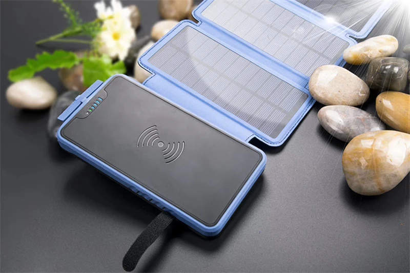Wireless Power Bank 20000mAh Qi Wireless Charger Portable Solar Powerbank For iPhone 11 pro Samsung Tablet Waterproof Poverbank charging bank