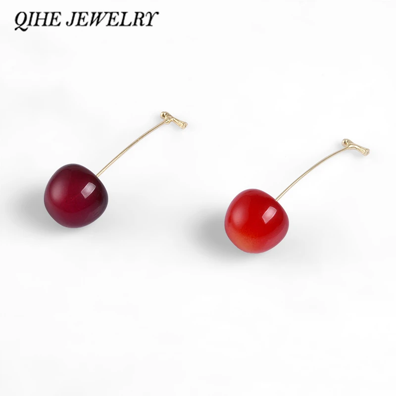 

QIHE JEWELRY 2 Kinds of Cherry Pin Red Purple Lapel Pin Delicious Fruit Enamel Pin Gift for Men Women Friends