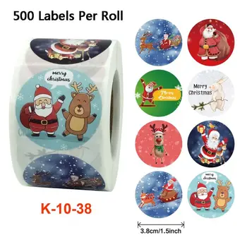 

500pcs 8 Designs Merry Christmas Stickers Envelope Gift Cards Package Seal Label