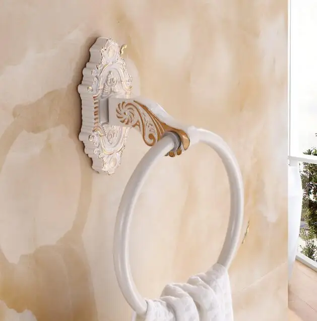 Белое и Золотое настенное крепление в европейском стиле кольцо для полотенец