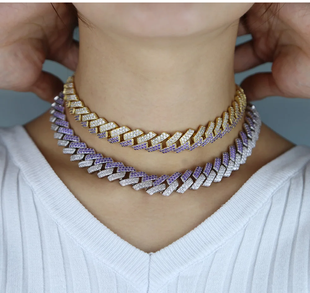 1" зубчатая лаборатория cz кубинская цепочка колье Тяжелая Льдом Из bling cz цепь хип хоп женские ювелирные изделия