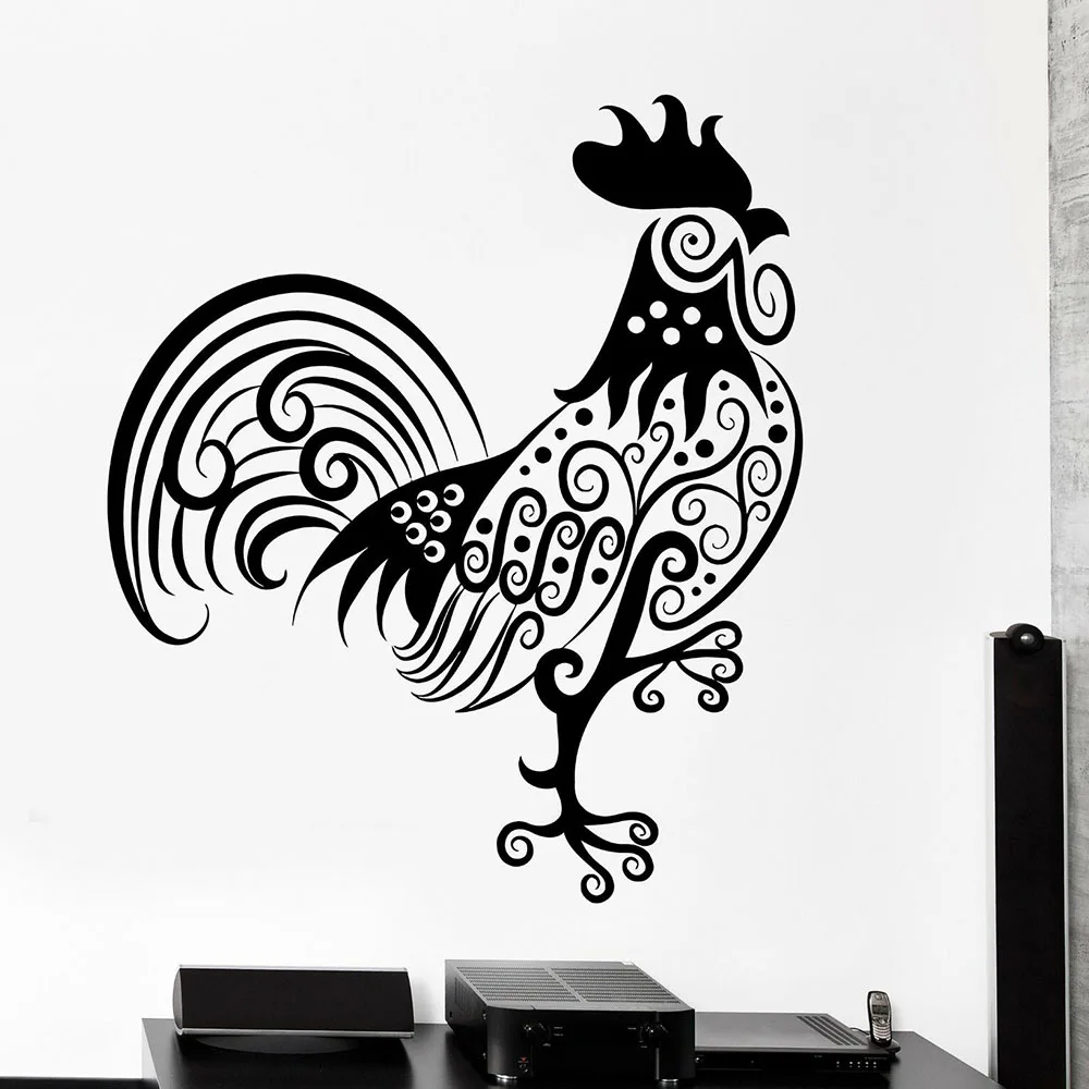 Rooster Pattern Wall Stickers Animal Ornament Tribal Mural Vinyl