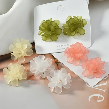 

Immortal Transparent Acrylic Flower Petals Ear Stud Earrings Material DIY Normcore Style Ear Stud Accessories 4pcs