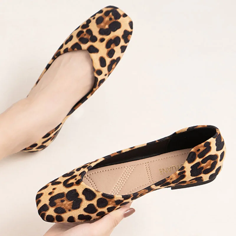 Vdual Mujer Zapatos Planos Bailarinas Estampado Leopardo Zapatos de Verano Casuales y Cómodos EU 35 EU 42 