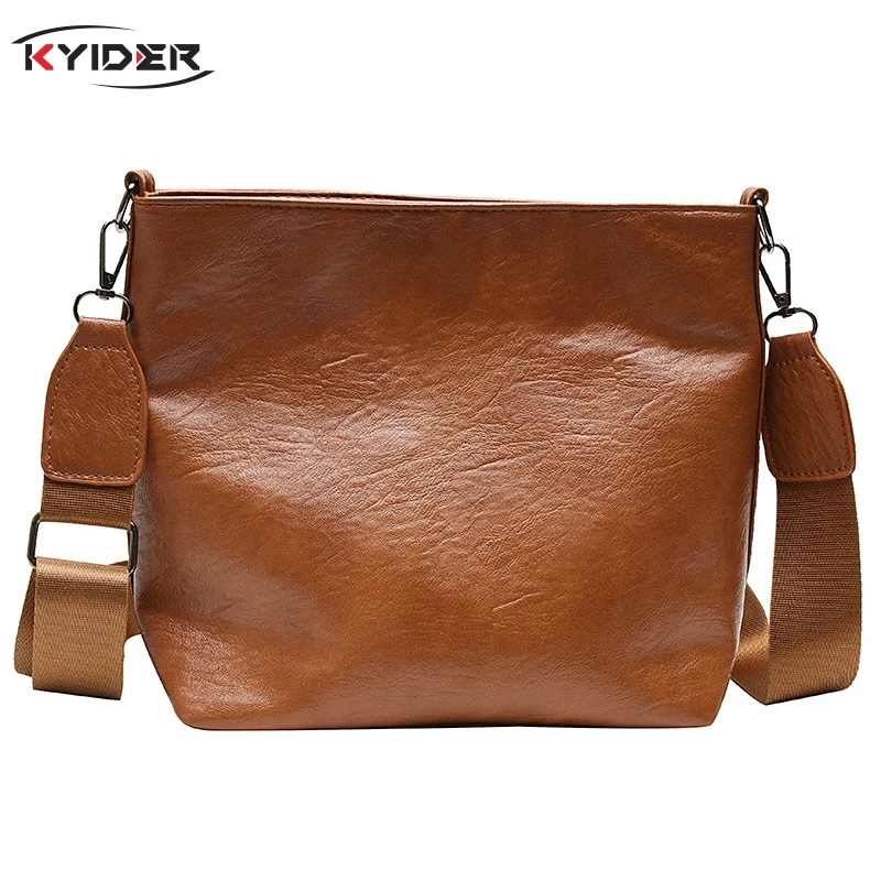 

Female Bag 2019 New Bucket Bag Wideband Messenger Bag Large Capacity Fashion PU Leather Shoulder Bag Crossbody Bags For Women