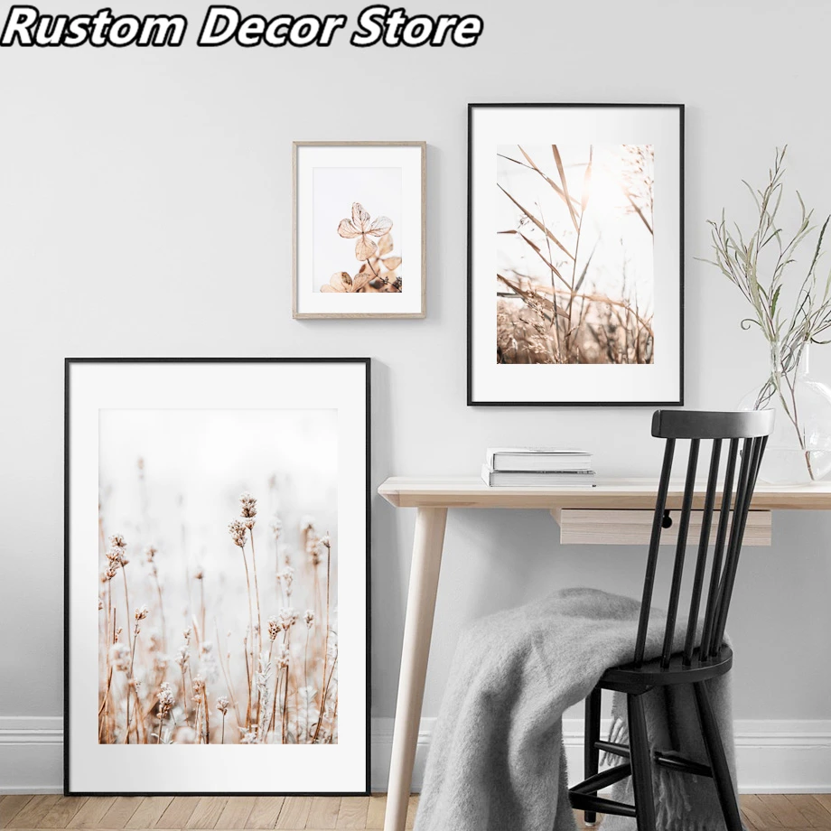 Камыши пшеничные уши цветы осень пейзаж настенное Искусство Холст Картина