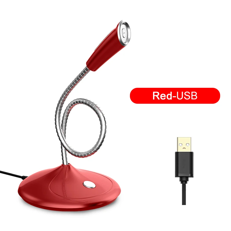 Red-USB Popu Pine компьютерный микрофон 360 ° свободно регулируется студийный речевой микрофон игровой чат USB микрофон Настольный ПК ноутбук - Цвет: Red-USB
