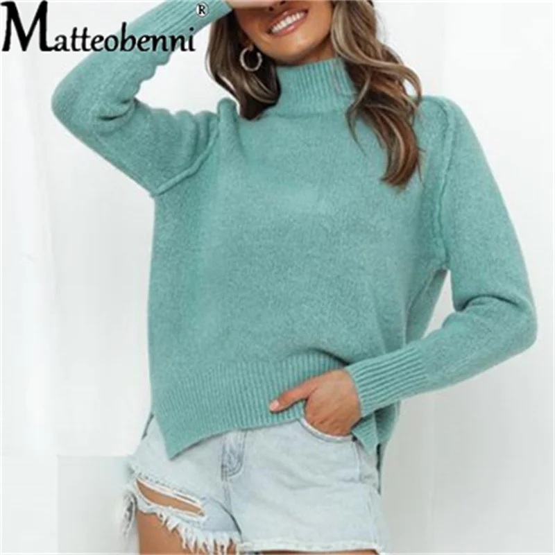 

Women Core-Spun Jumper Autumn Winter Turtleneck Pullovers Casual Sweaters Woman Shirt Long Sleeve Loose Sweater Female