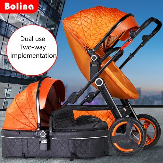 Multi-functional baby stroller can sit reclining and light folding two-way implementation baby stroller leather Multi-functional baby stroller can sit reclining and light folding two-way implementation baby stroller leather